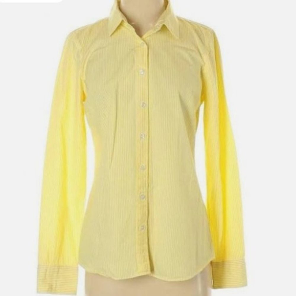 J. Crew Yellow & White Long Sleeve Button Down - S